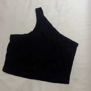 Forever 21 Black Ribbed One Shoulder‎ Crop Top Womens Small